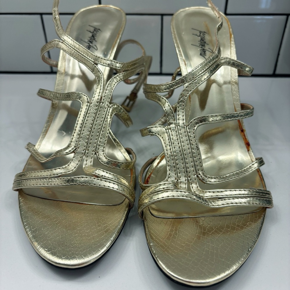 Jacqueline Ferrar Gold Strappy Heels